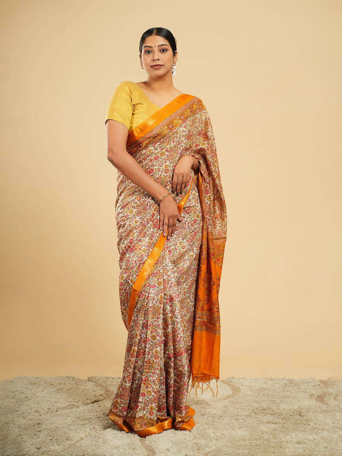 Modal floral print saree by Koshnika