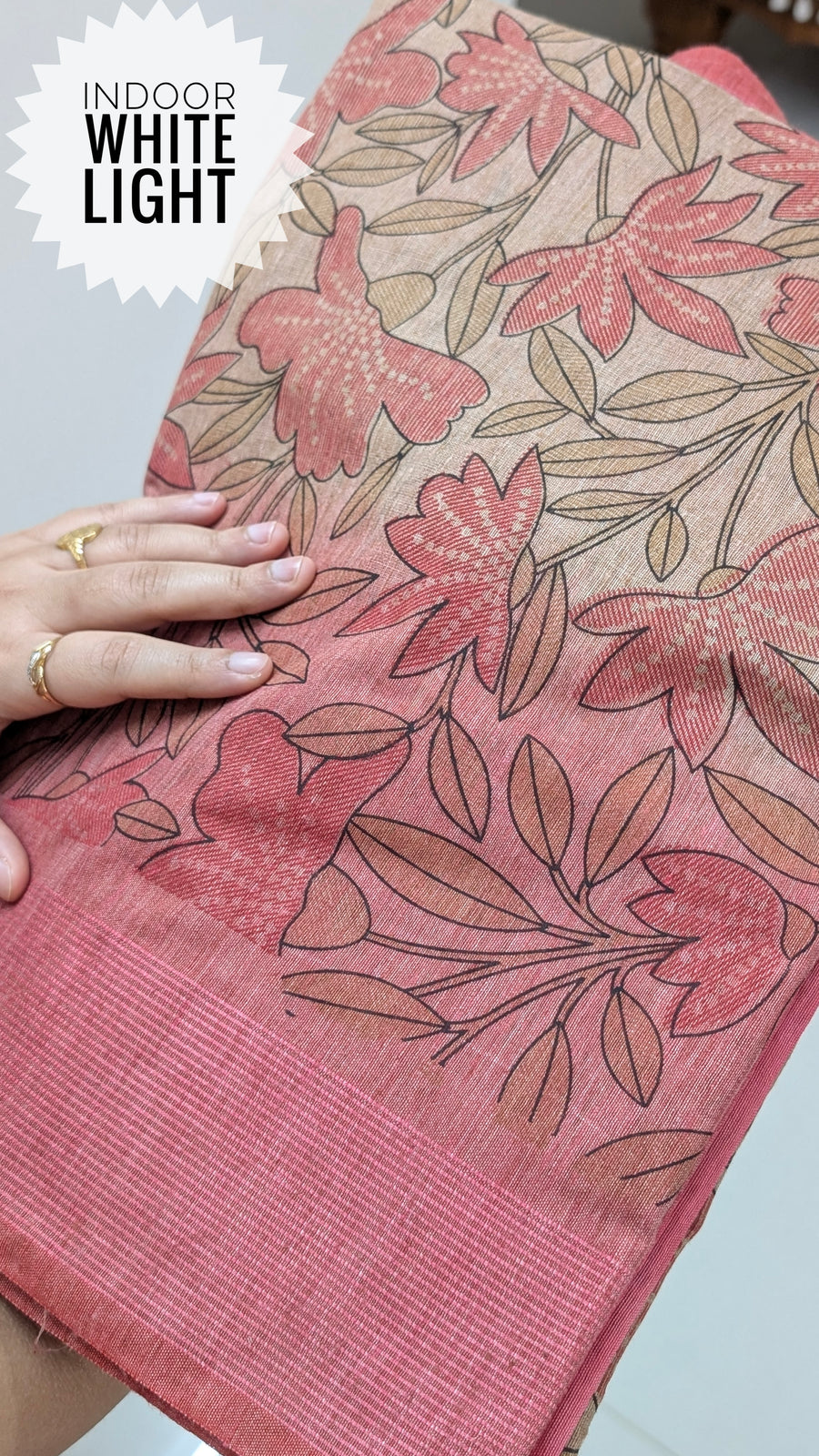 Pink Floral Bamboo Silk Saree