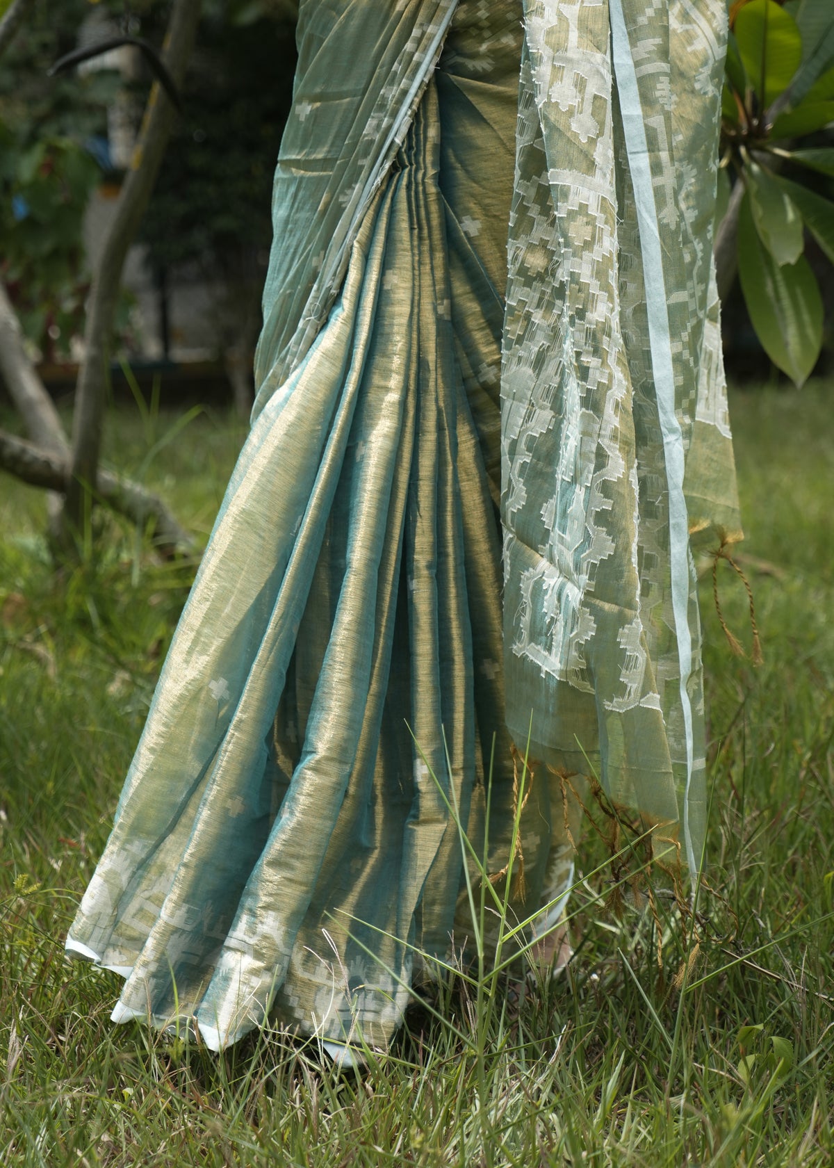 Forest Green Tissue Saree