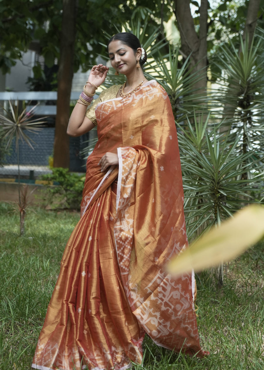 Copper Tissue Saree