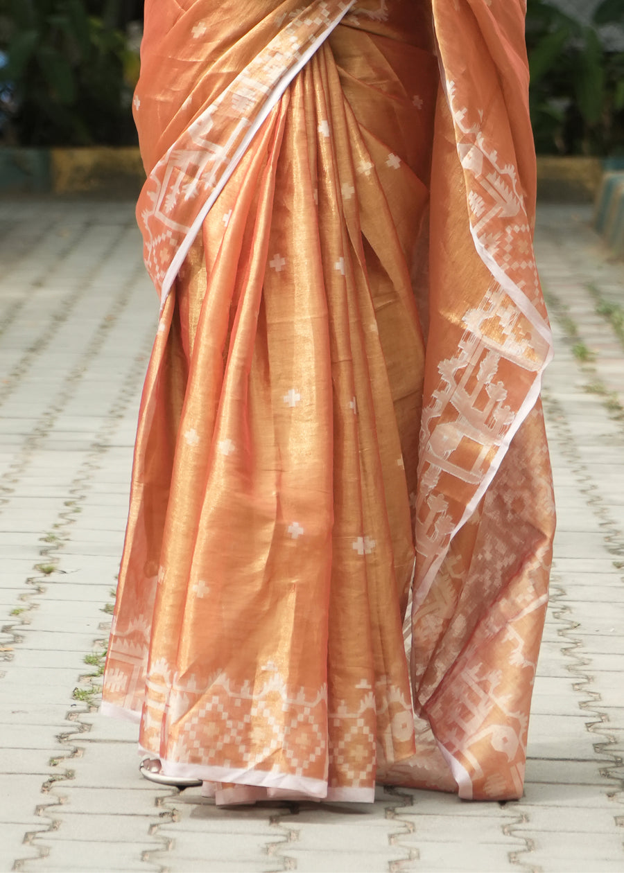 Copper Tissue Saree