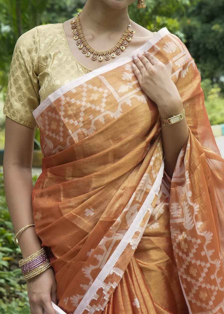 Copper Tissue Saree