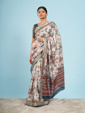 Aritika mist grey self-jacquard saree – Koshnika