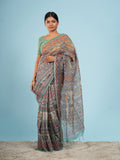 Ivory Tussar silk narrative Madhubani-print saree – Koshnika