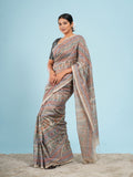 Cream Tussar silk Madhubani-print saree – Koshnika