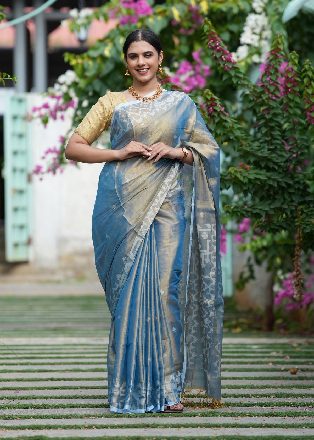 Light Blue Tissue Saree