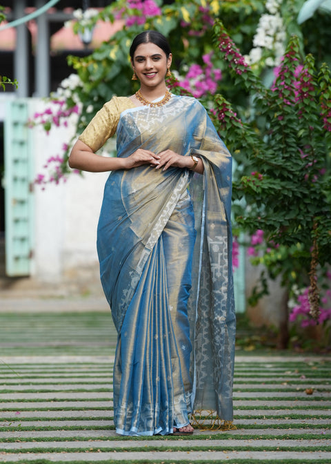 Light Blue Tissue Saree