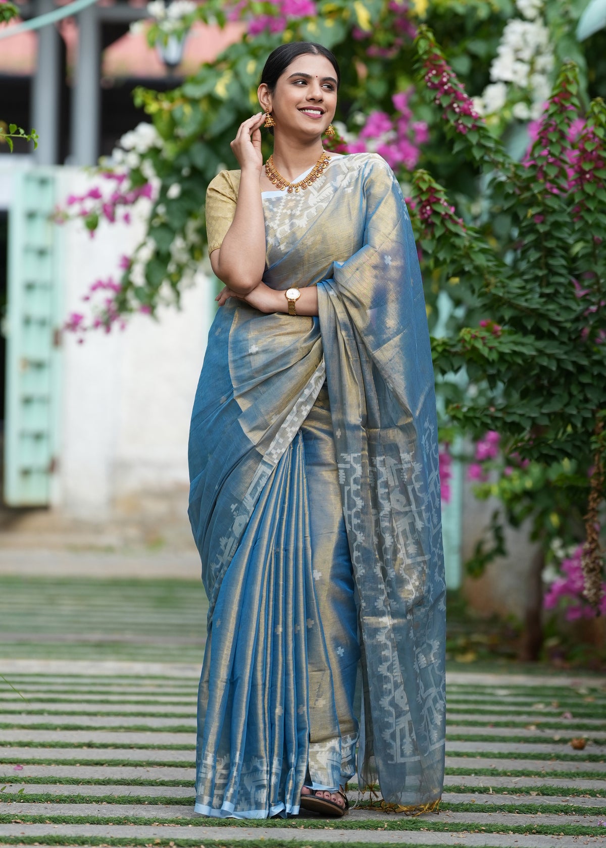 Light Blue Tissue Saree