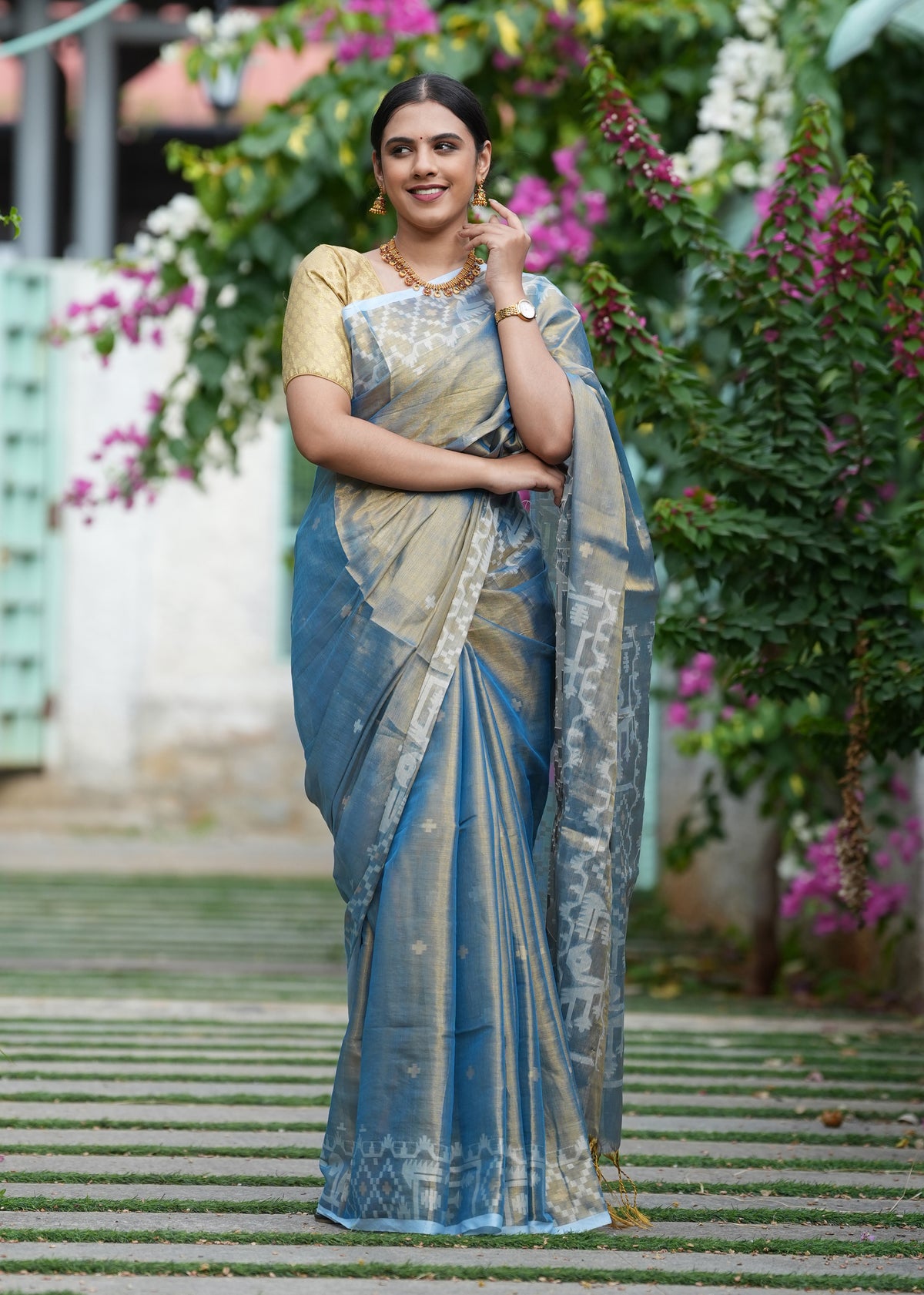 Light Blue Tissue Saree