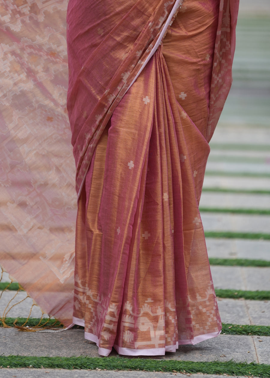 Peach Tissue Saree