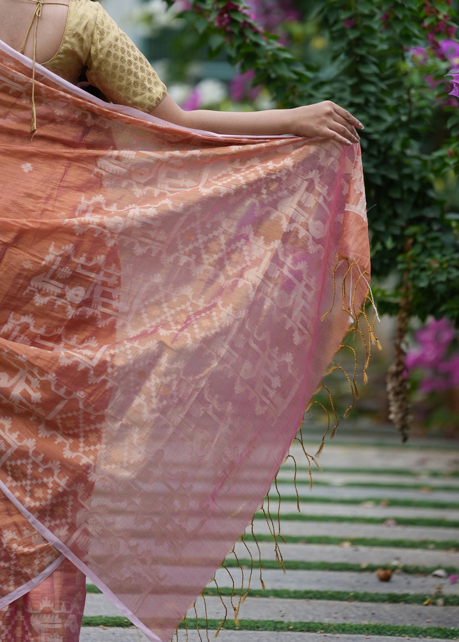 Peach Tissue Saree