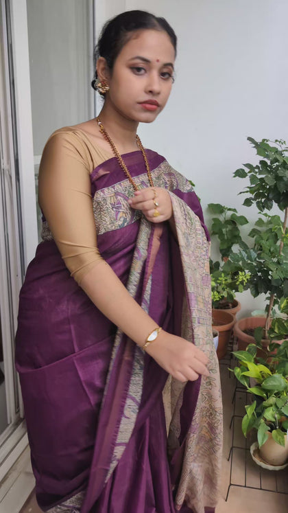 Plum Chanderi Saree