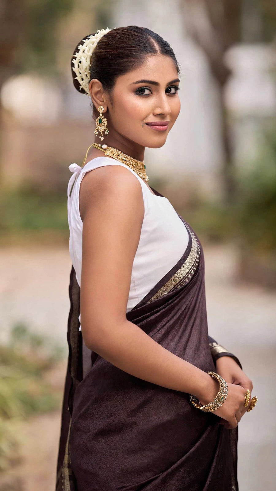 Bhumi – Coffee Brown Banana Silk Saree